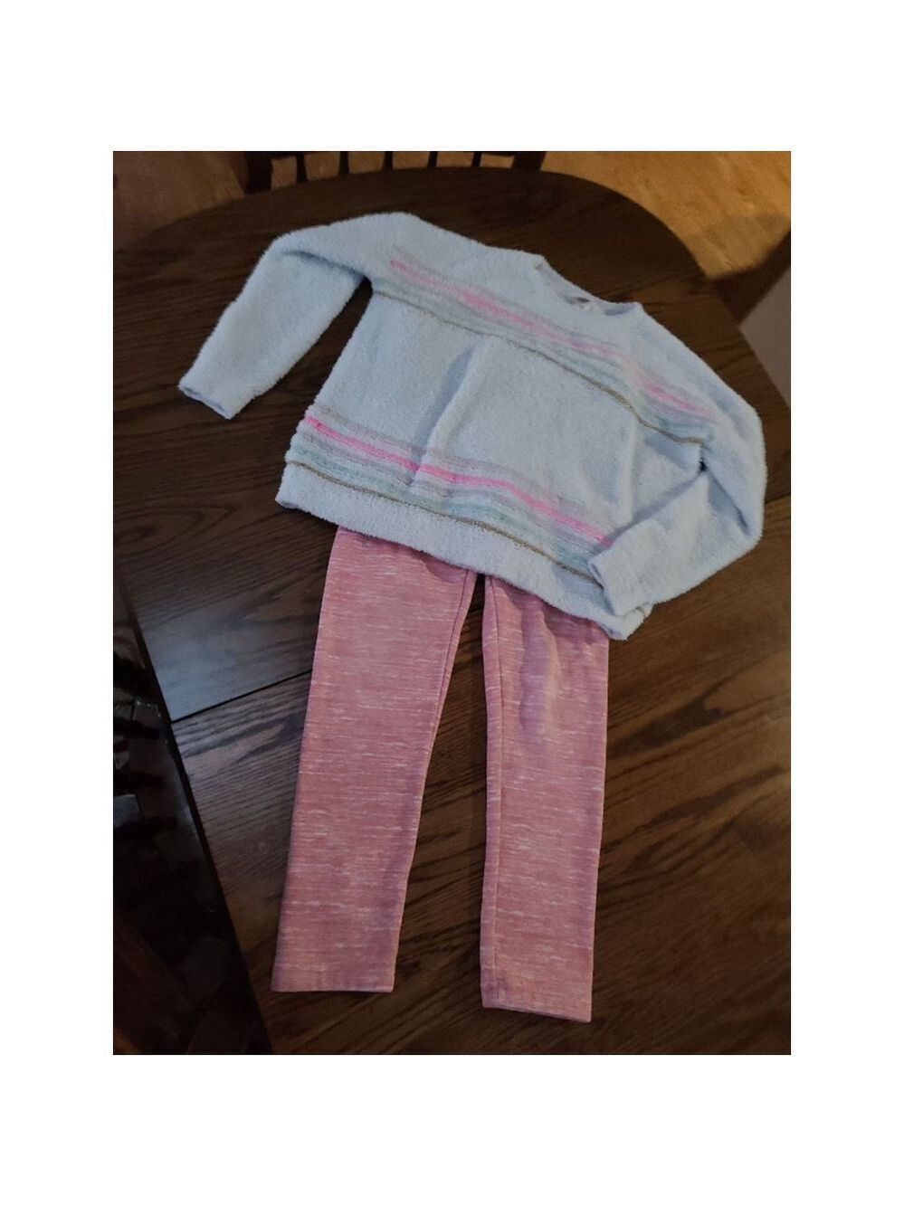 OshKosh B'gosh Blue Sweater & Old Navy Leggings Girls L